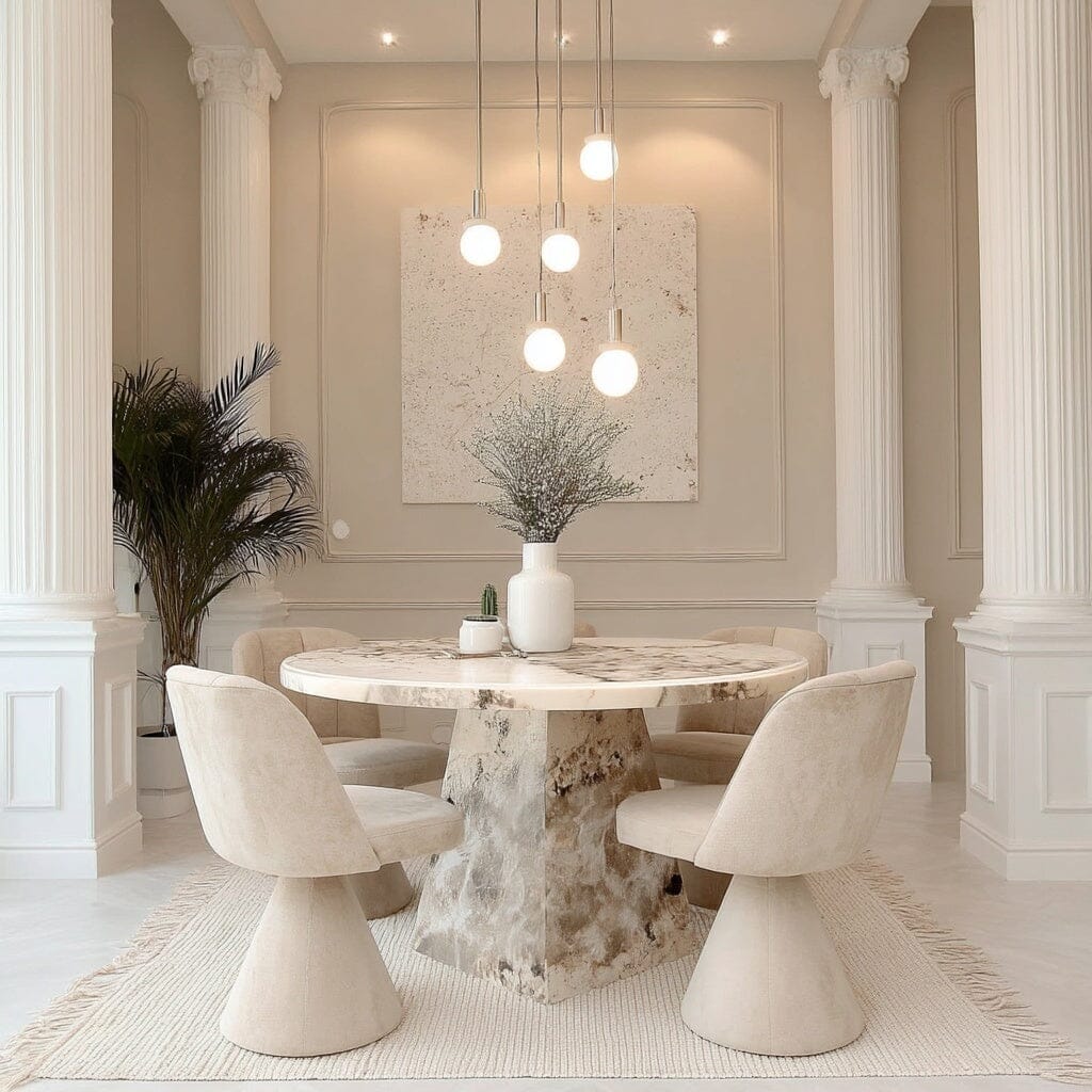 Thea Mocha Marble Round Dining Table Furniture