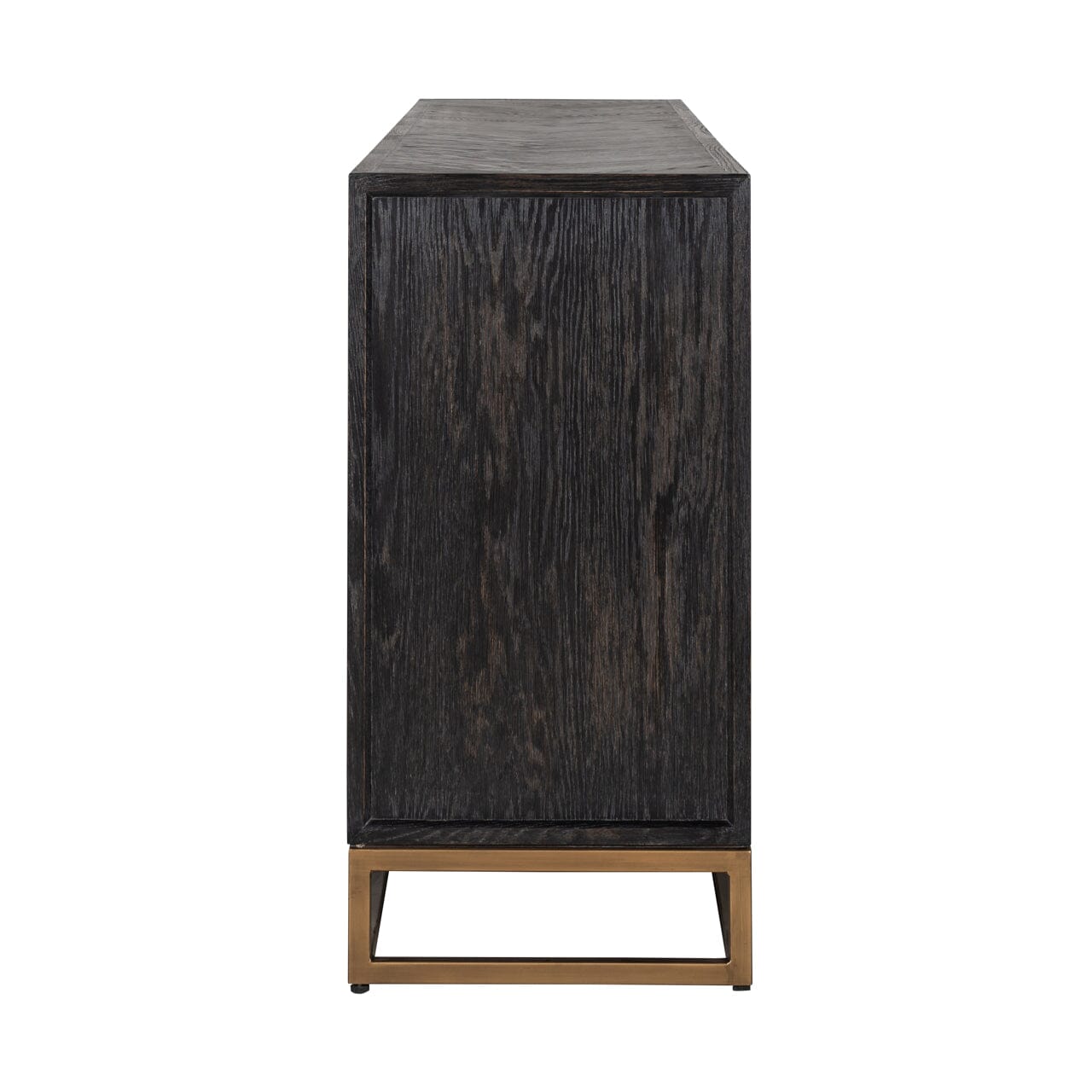 Thessaly Black Chevron Sideboard with Brass Handles Furniture