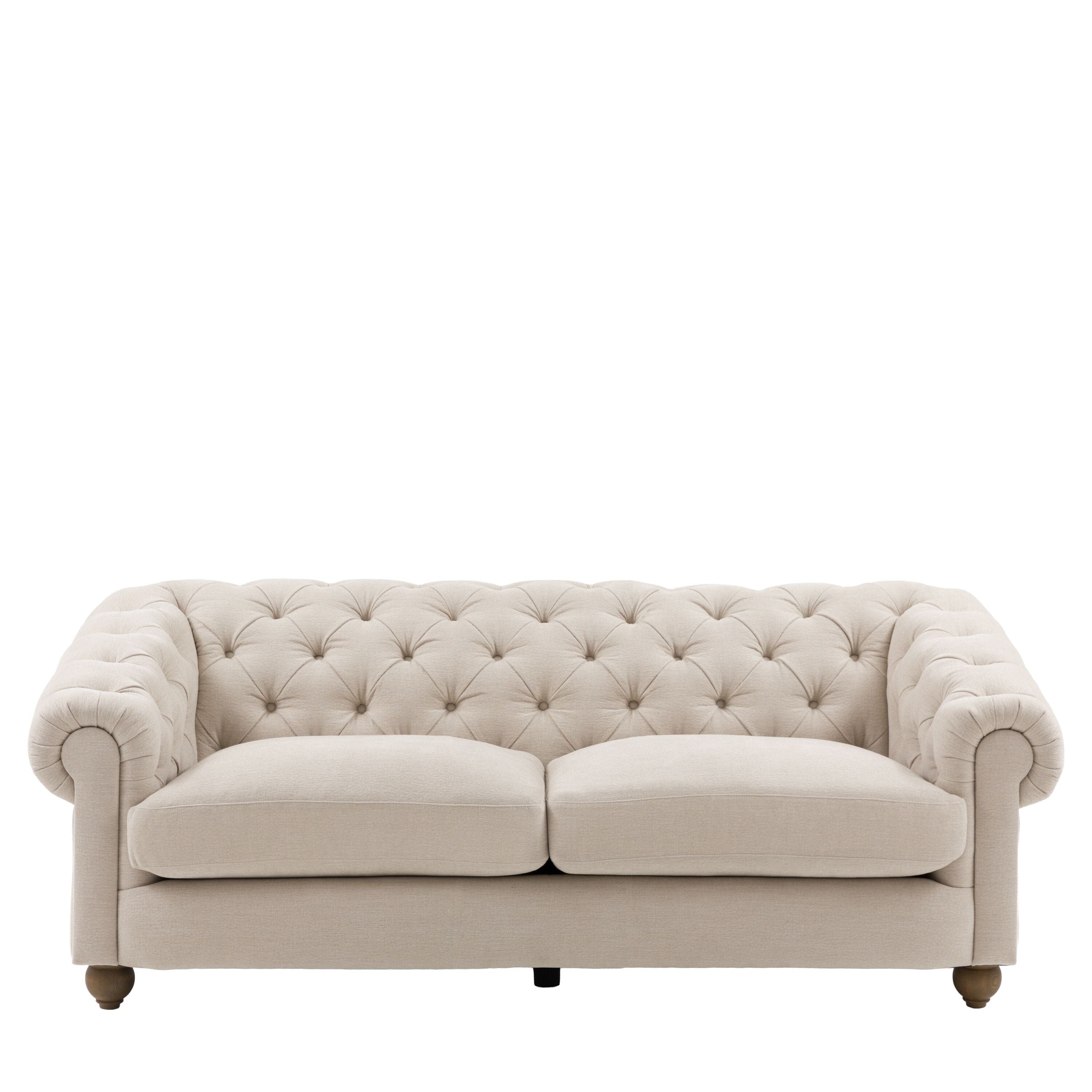 Tilda Oatmeal Chesterfield 3 Seater Sofa Sofa