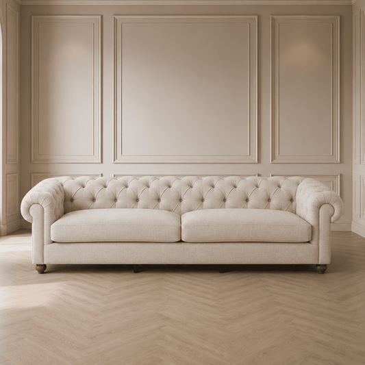 Tilda Oatmeal Chesterfield 4 Seater Sofa Sofa