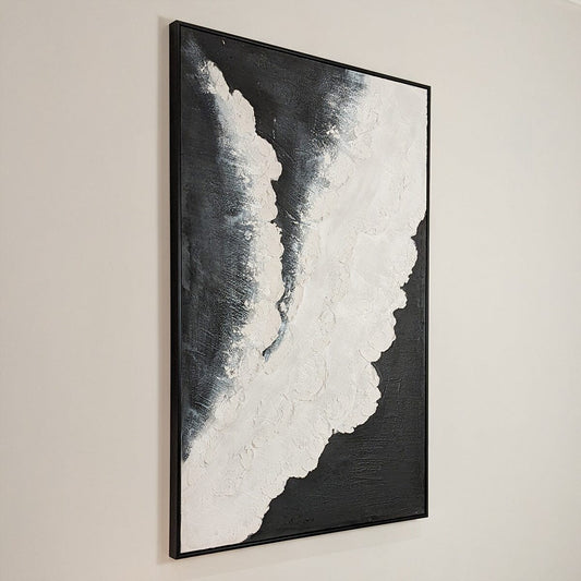 Tilford Monochrome Beach Waves Textured Canvas Wall Art Accessories