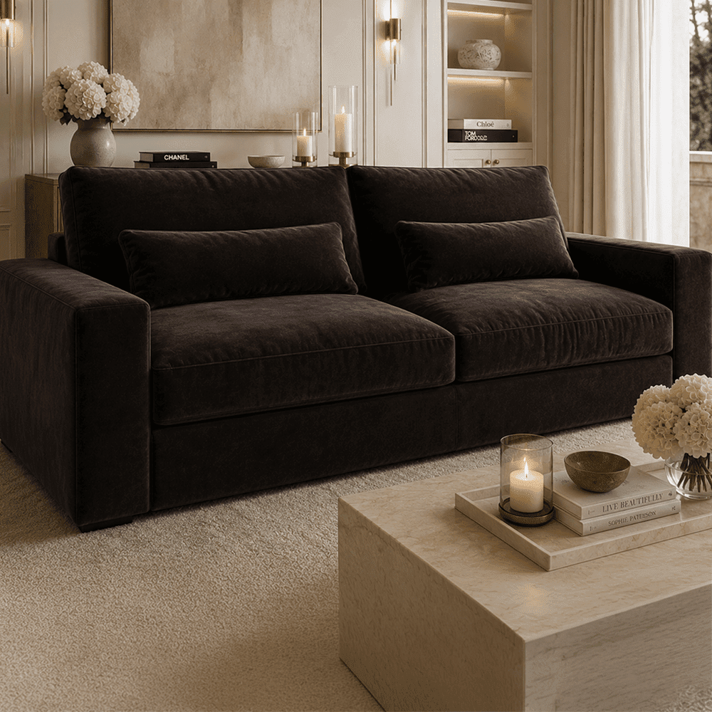 Tribeca Chocolate Brown Velvet 2 Seater Sofa Sofa