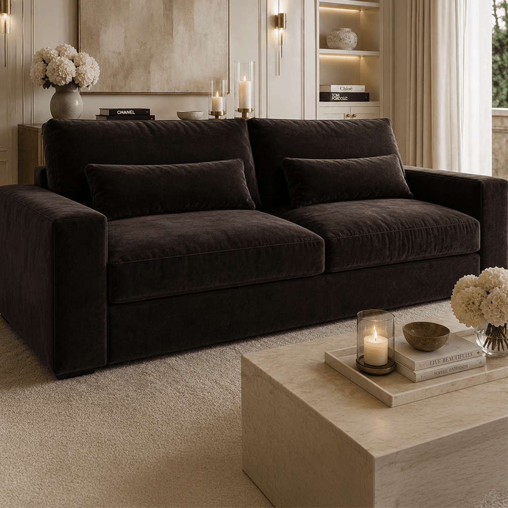 Tribeca Chocolate Brown Velvet 2 Seater Sofa Sofa
