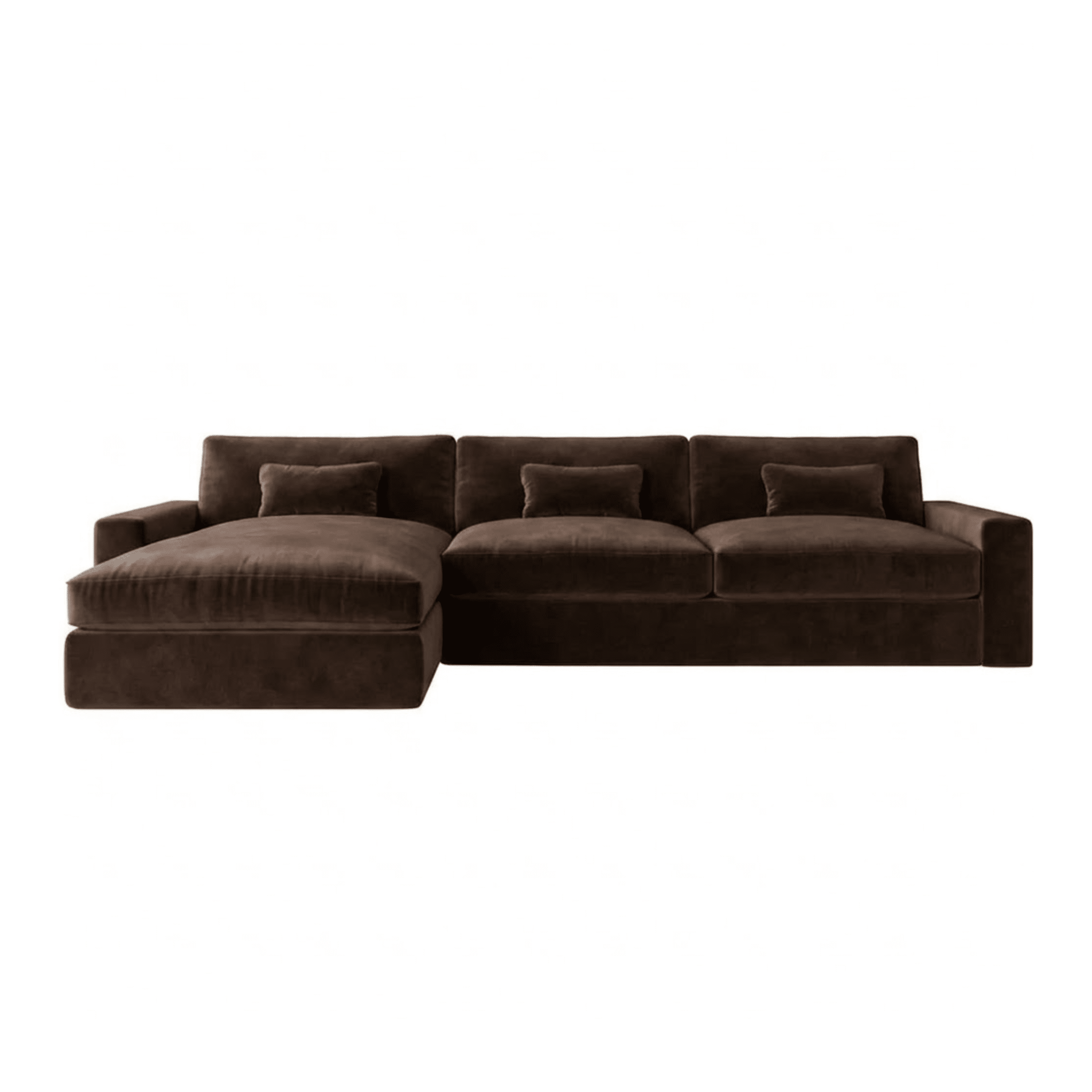 Tribeca Chocolate Brown Velvet Large Left Hand Facing Chaise End Sofa Sofa