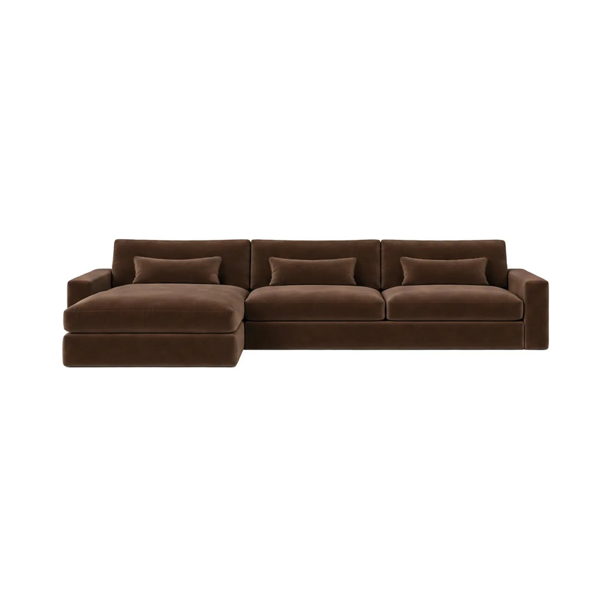 Tribeca Chocolate Brown Velvet Large Left Hand Facing Chaise End Sofa Sofa