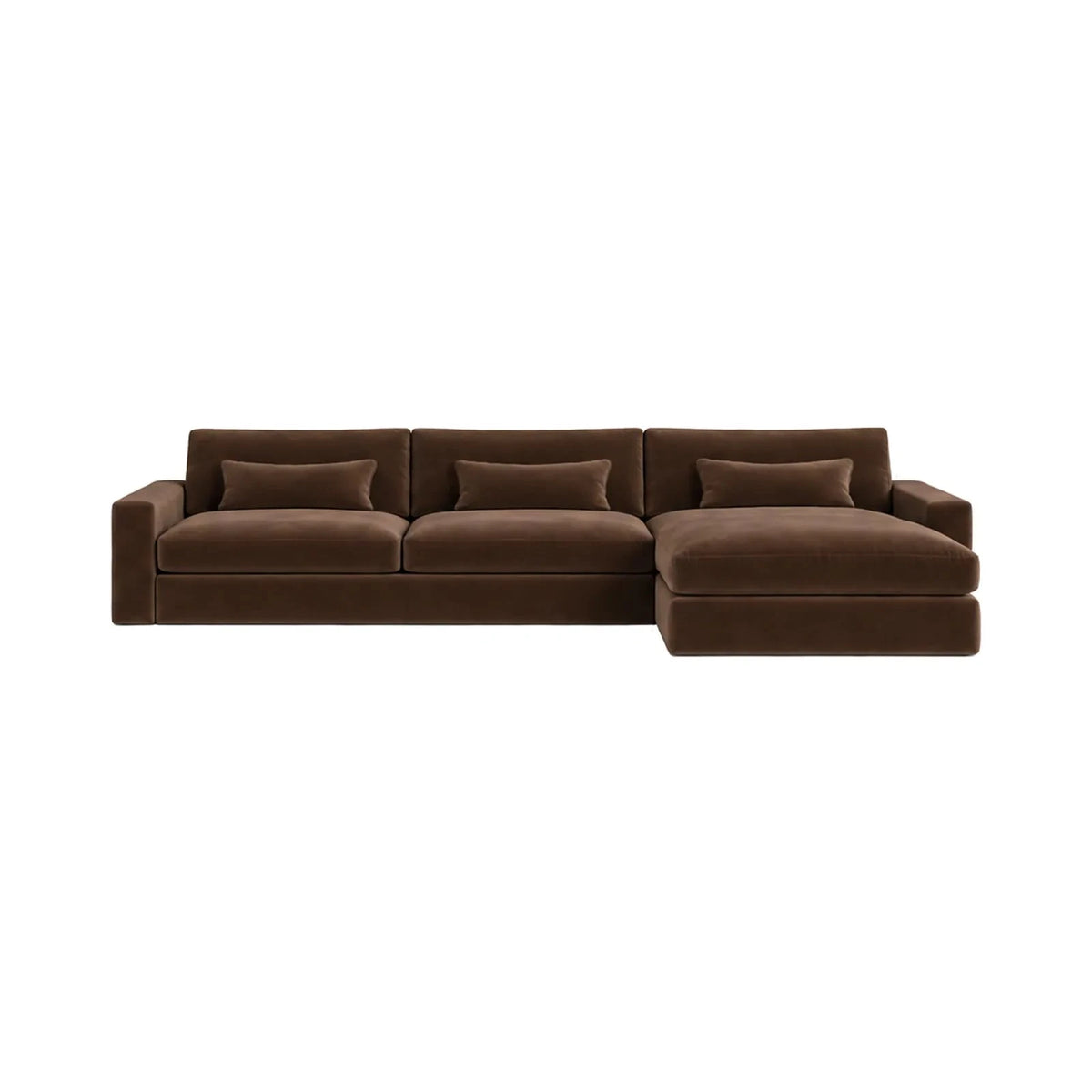 Tribeca Chocolate Brown Velvet Large Right Hand Facing Chaise End Sofa Sofa