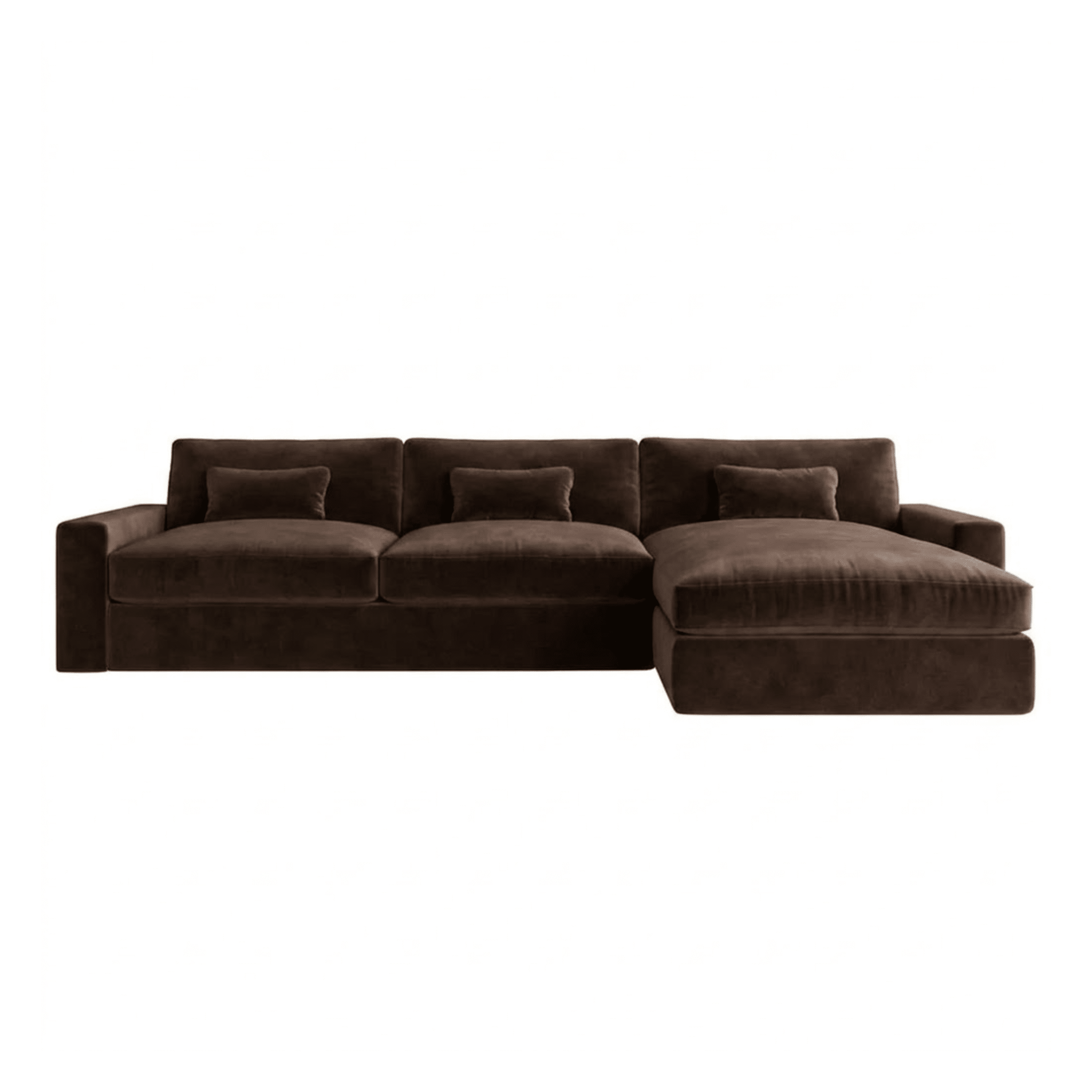 Tribeca Chocolate Brown Velvet Large Right Hand Facing Chaise End Sofa Sofa