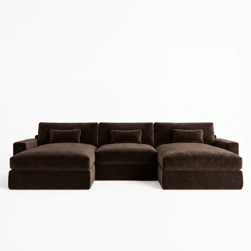 Tribeca Chocolate Brown Velvet Large U Shape Sofa Sofa