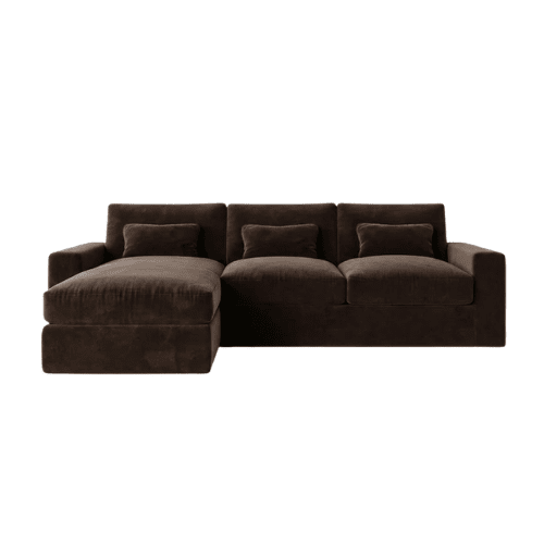 Tribeca Chocolate Brown Velvet Medium Left Hand Facing Chaise End Sofa Sofa