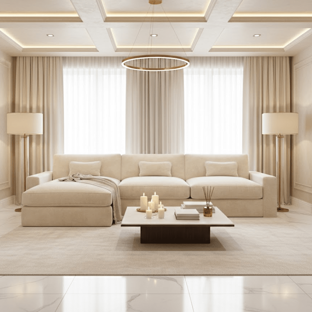 Tribeca Cream Velvet Large Left Hand Facing Chaise End Sofa Sofa