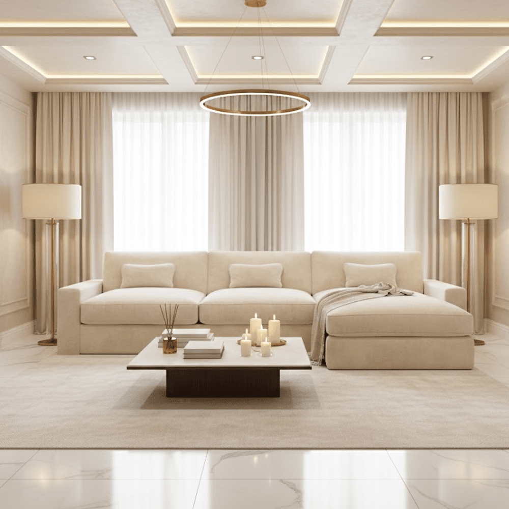 Tribeca Cream Velvet Large Right Hand Facing Chaise End Sofa Sofa