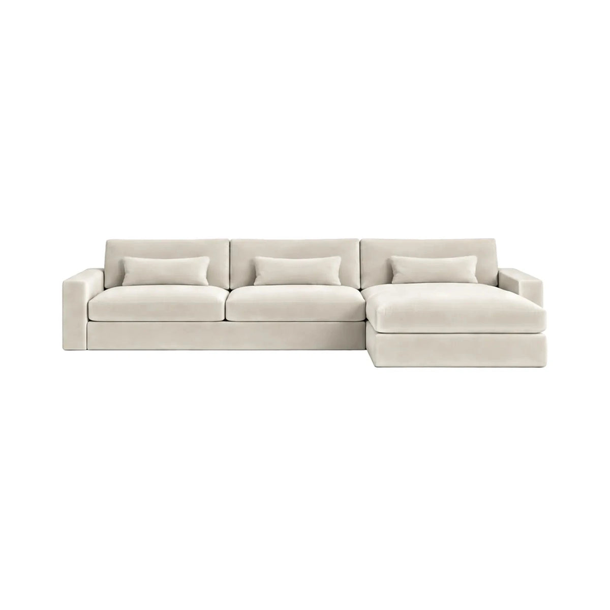 Tribeca Cream Velvet Large Right Hand Facing Chaise End Sofa Sofa