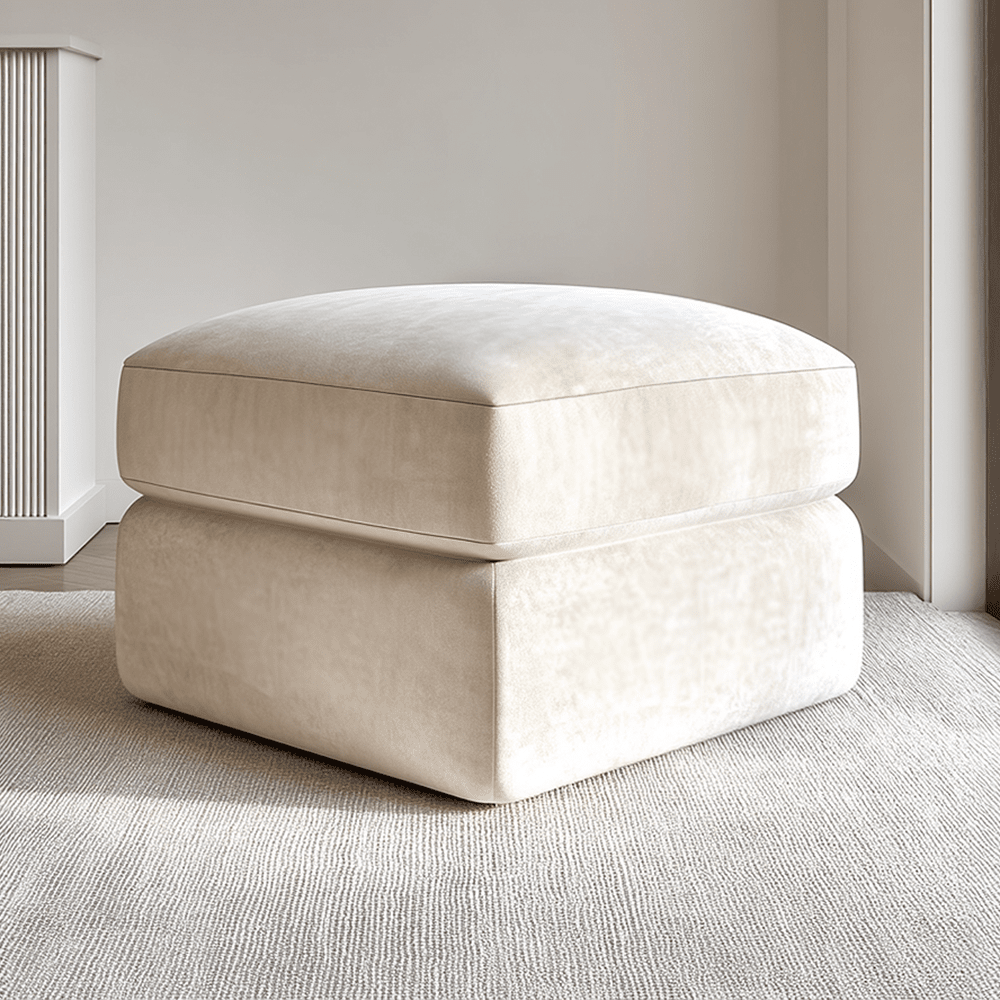 Tribeca Cream Velvet Large U Shape Footstool Sofa