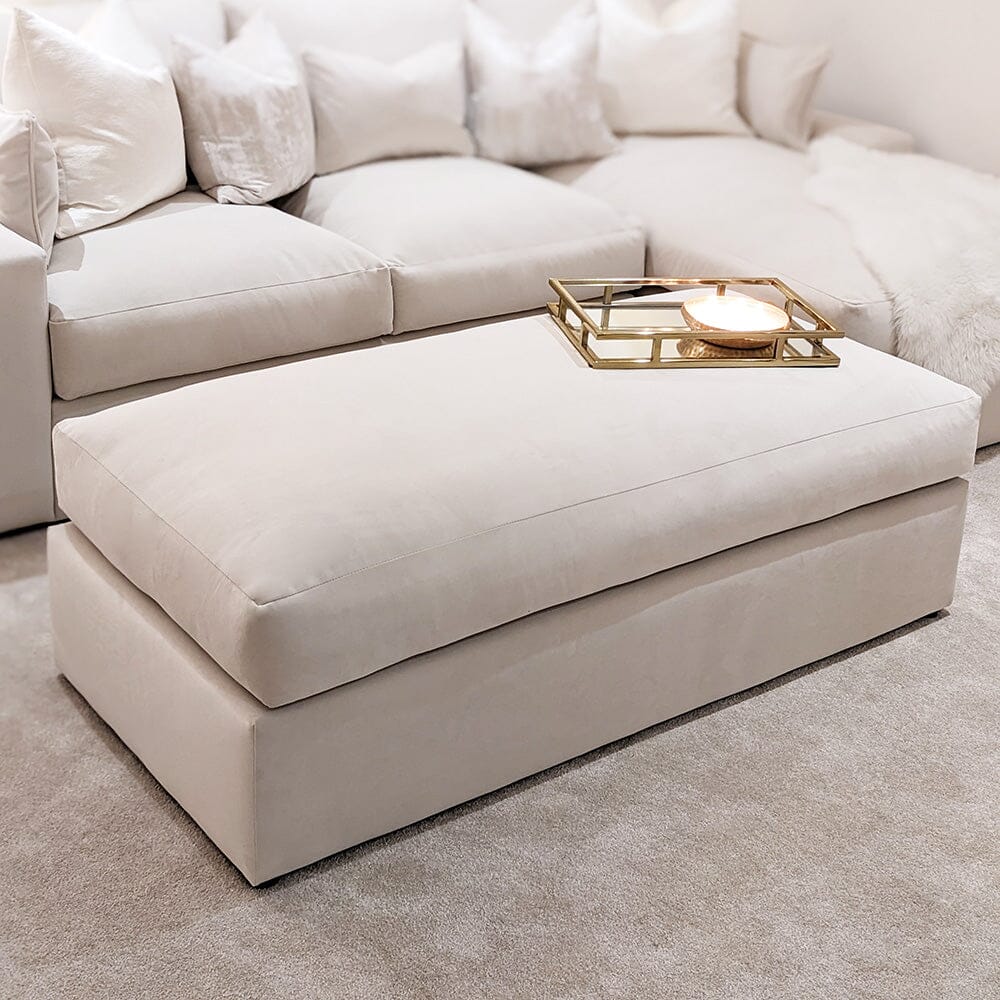 Tribeca Cream Velvet Medium Double Width Footstool MTO Sofa