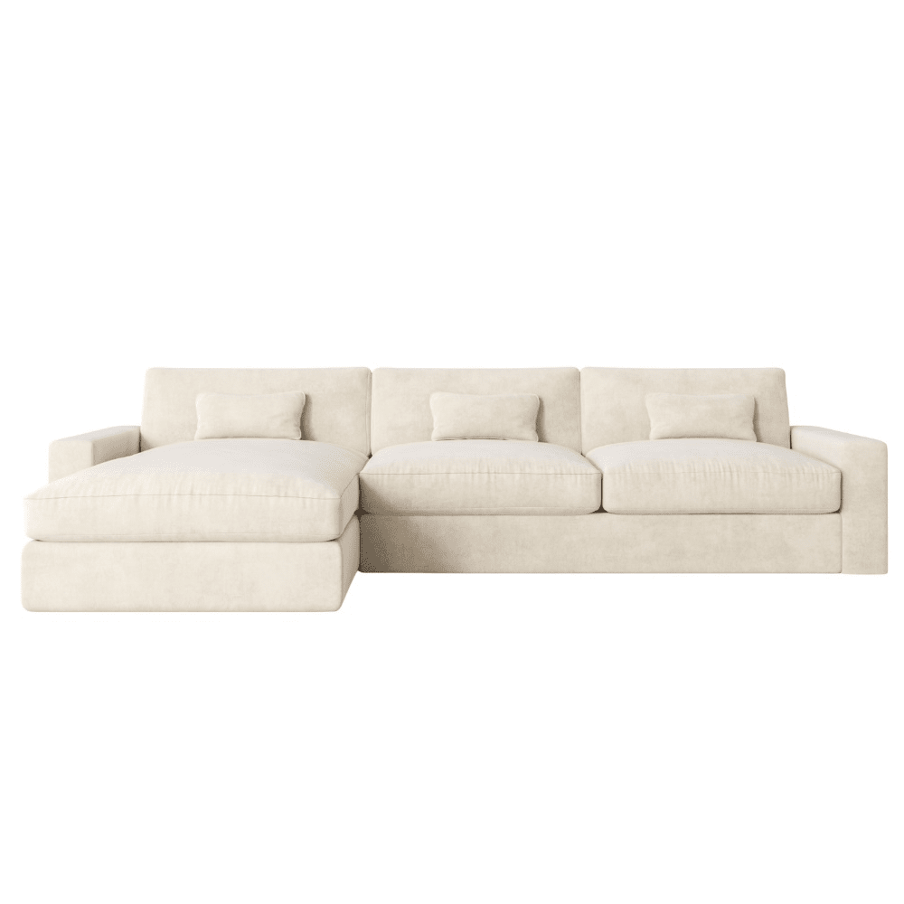 Tribeca Cream Velvet Medium Left Hand Facing Chaise End Sofa Sofa