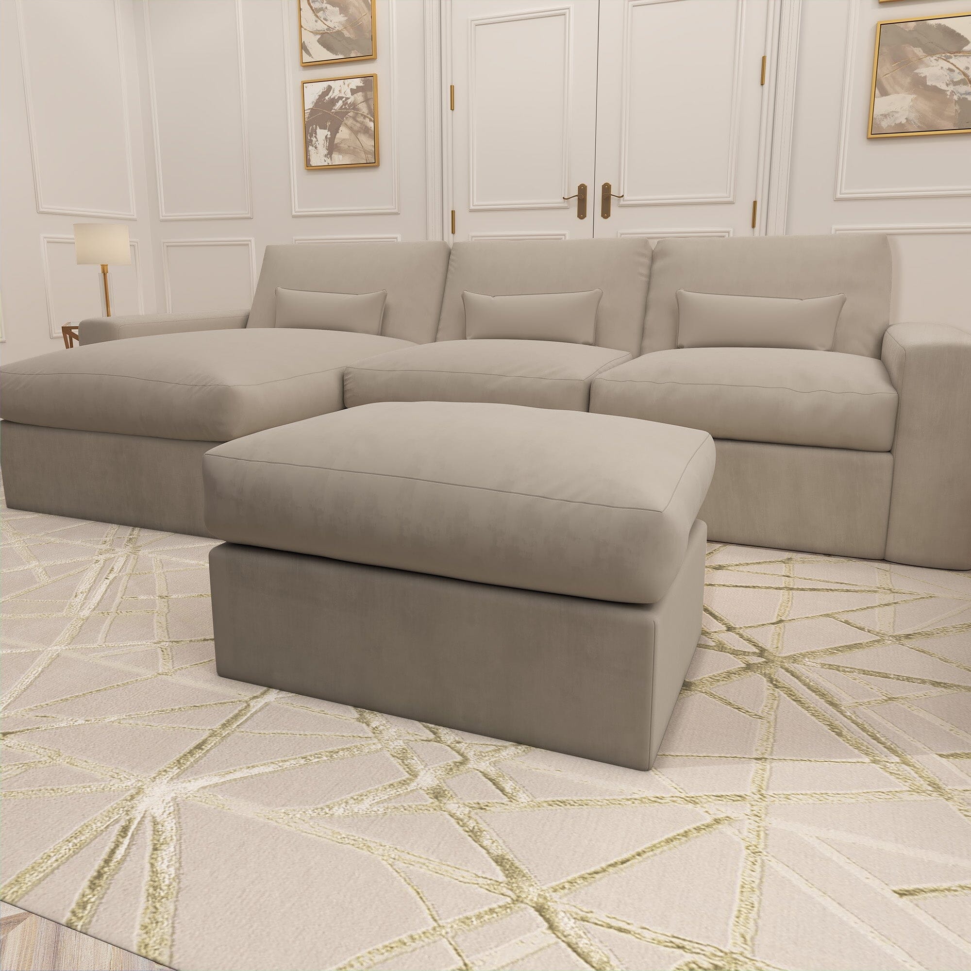 Tribeca Mink Velvet Large Footstool MTO Sofa