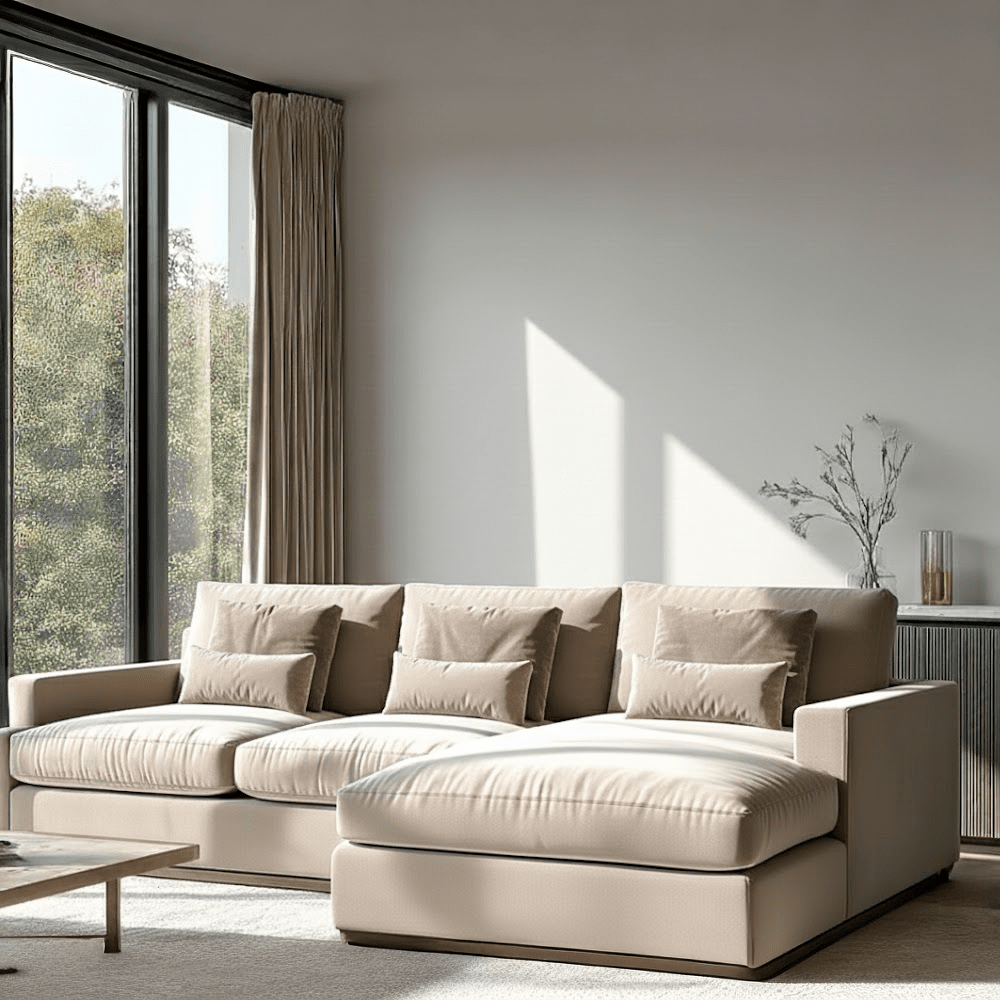 Tribeca Mink Velvet Large Right Hand Facing Chaise End Sofa Sofa