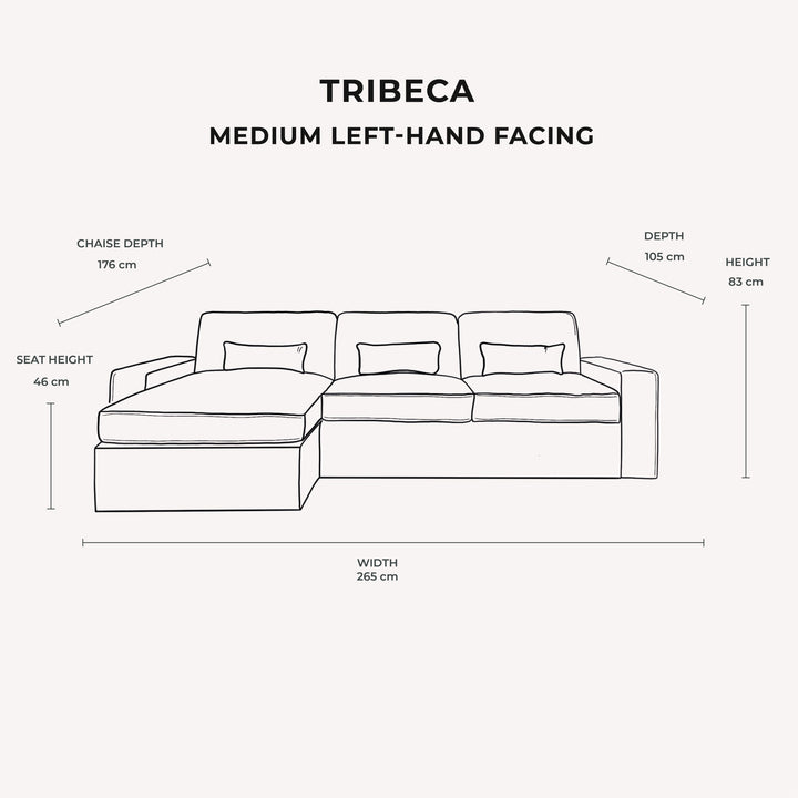 Tribeca Mink Velvet Sofa Range Medium Chaise End Sofa - Left Hand Facing 