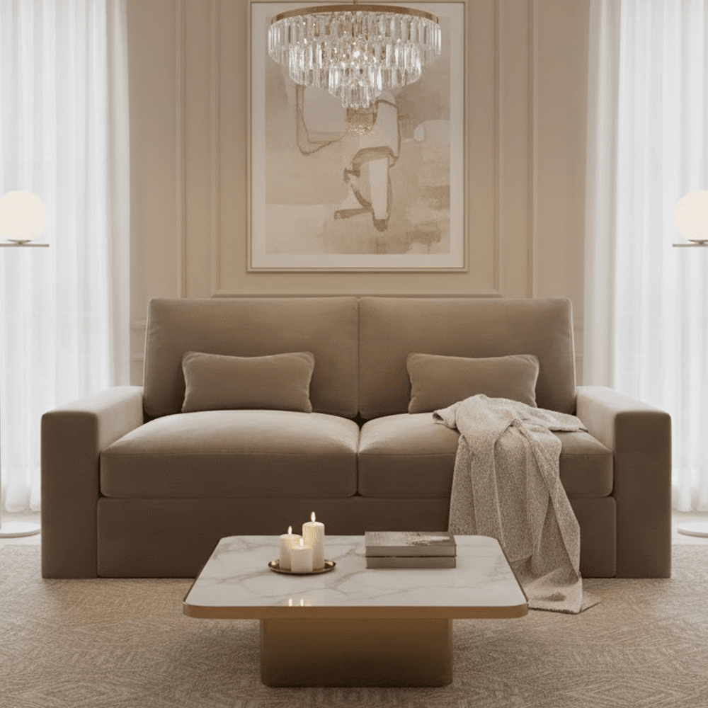 Tribeca Mink Velvet Sofa Range Sofa 3 Seater Sofa