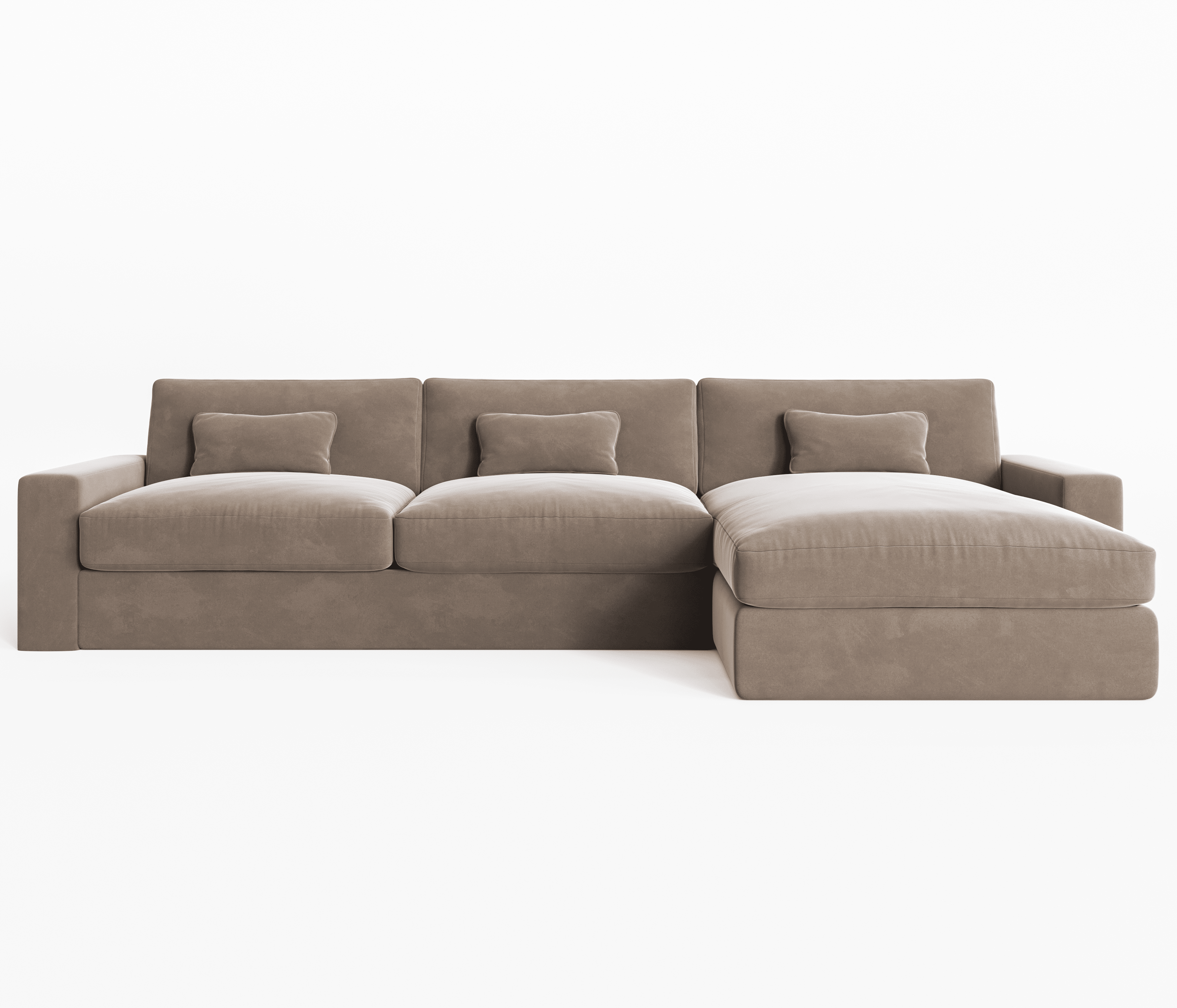 Tribeca Mink Velvet Sofa Range Sofa Large Chaise End Sofa - Right Hand Facing