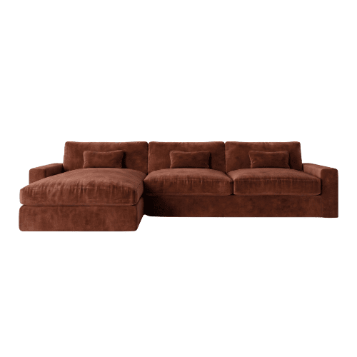 Tribeca Rust Velvet Large Left Hand Facing Chaise End Sofa Sofa