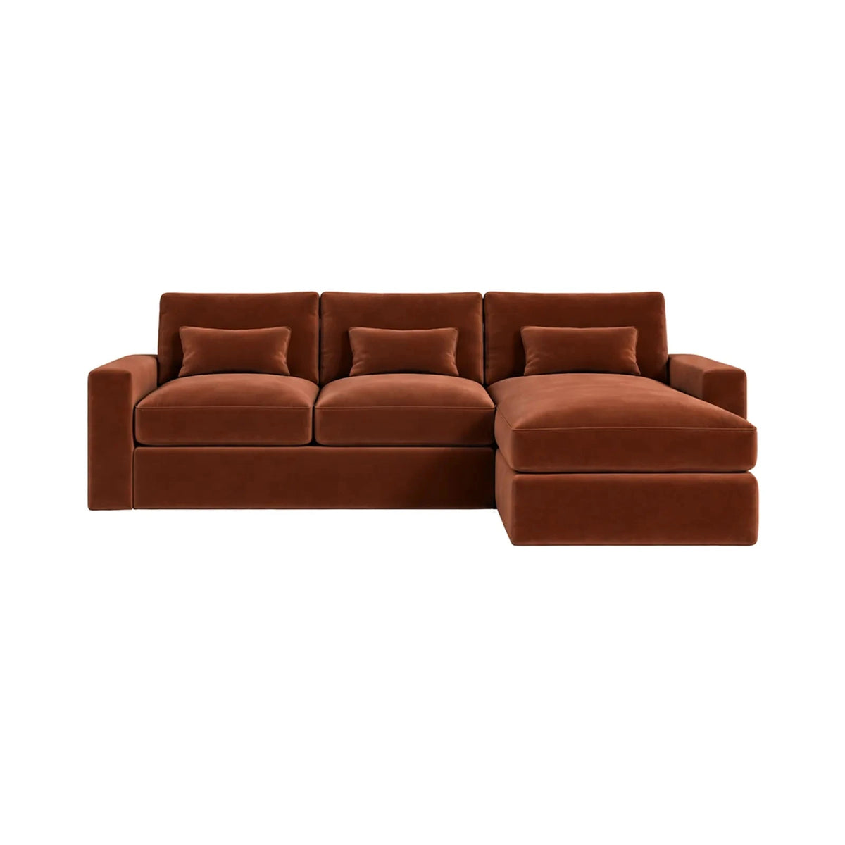 Tribeca Rust Velvet Medium Right Hand Facing Chaise End Sofa Sofa