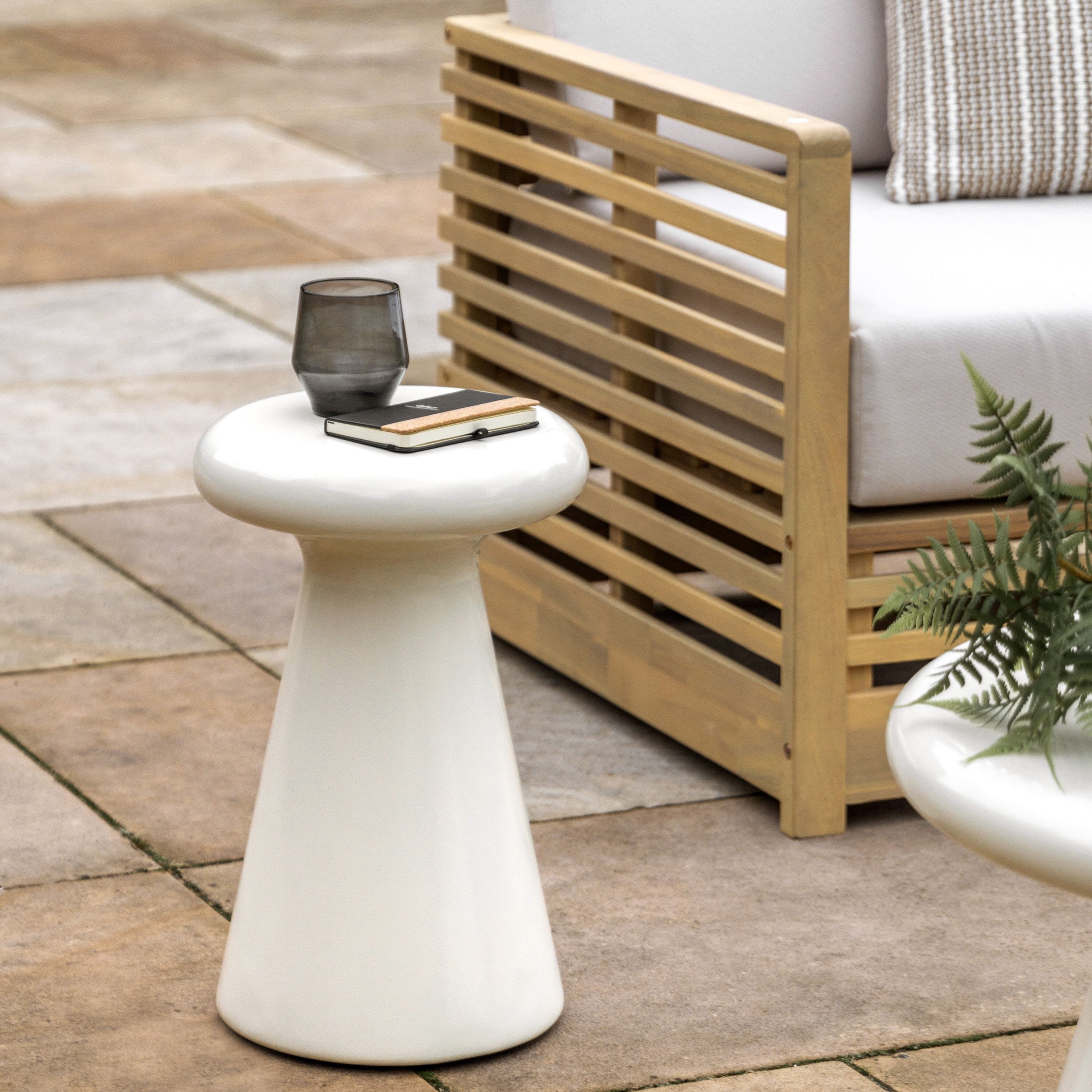 Tuscany Cream Indoor/Outdoor Round Side Table Furniture