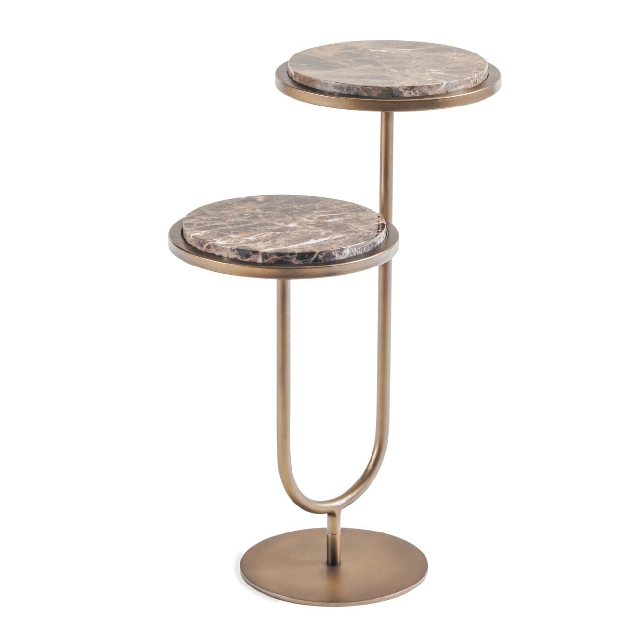 Utopia Gold 2 Tiered Side Table with Dark Marble Top Furniture