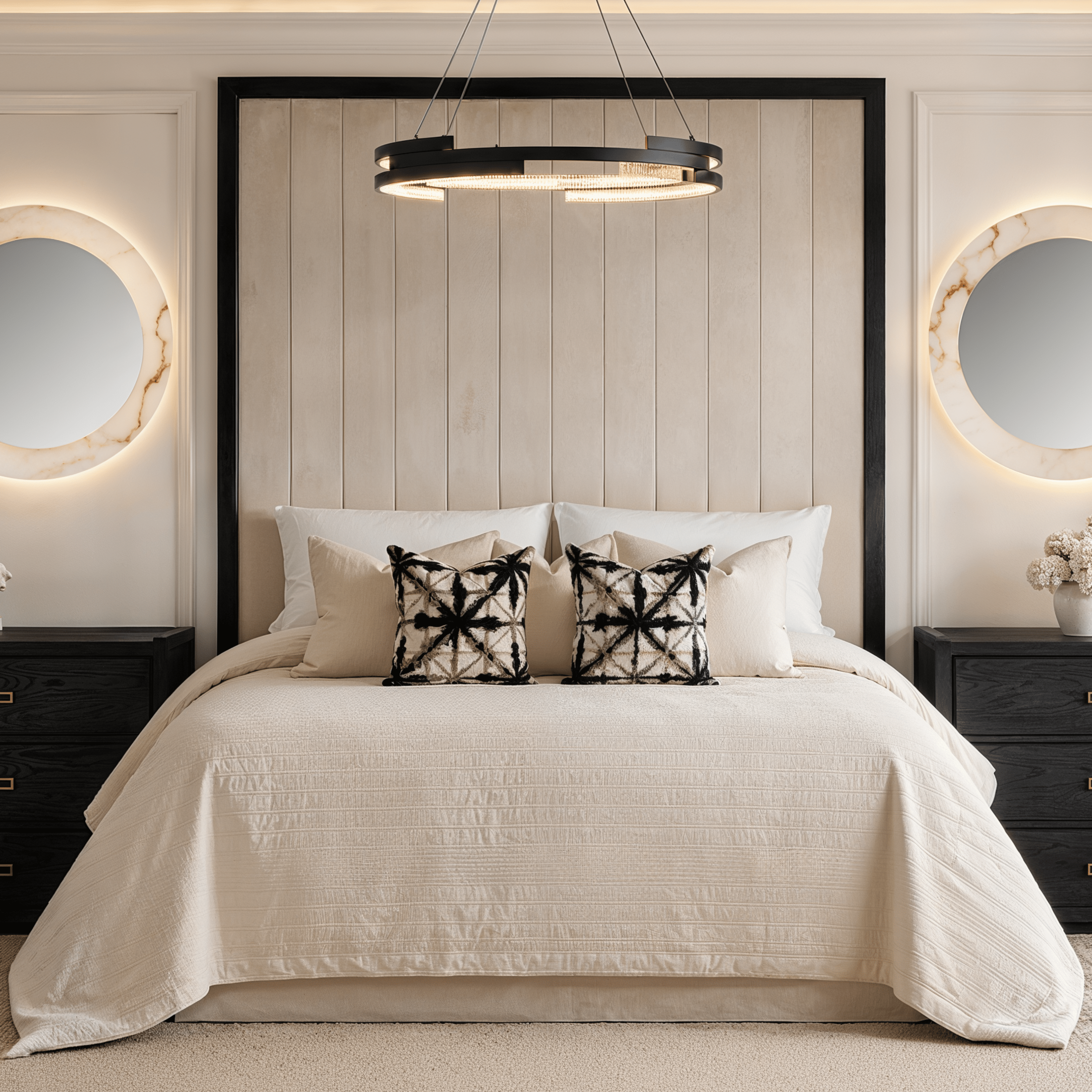 Valentina Praline & Black Channelled Headboard Beds and Headboards