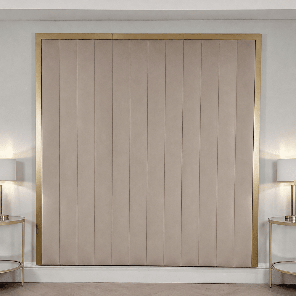 Valentina Praline & Gold Channelled Headboard Beds and Headboards
