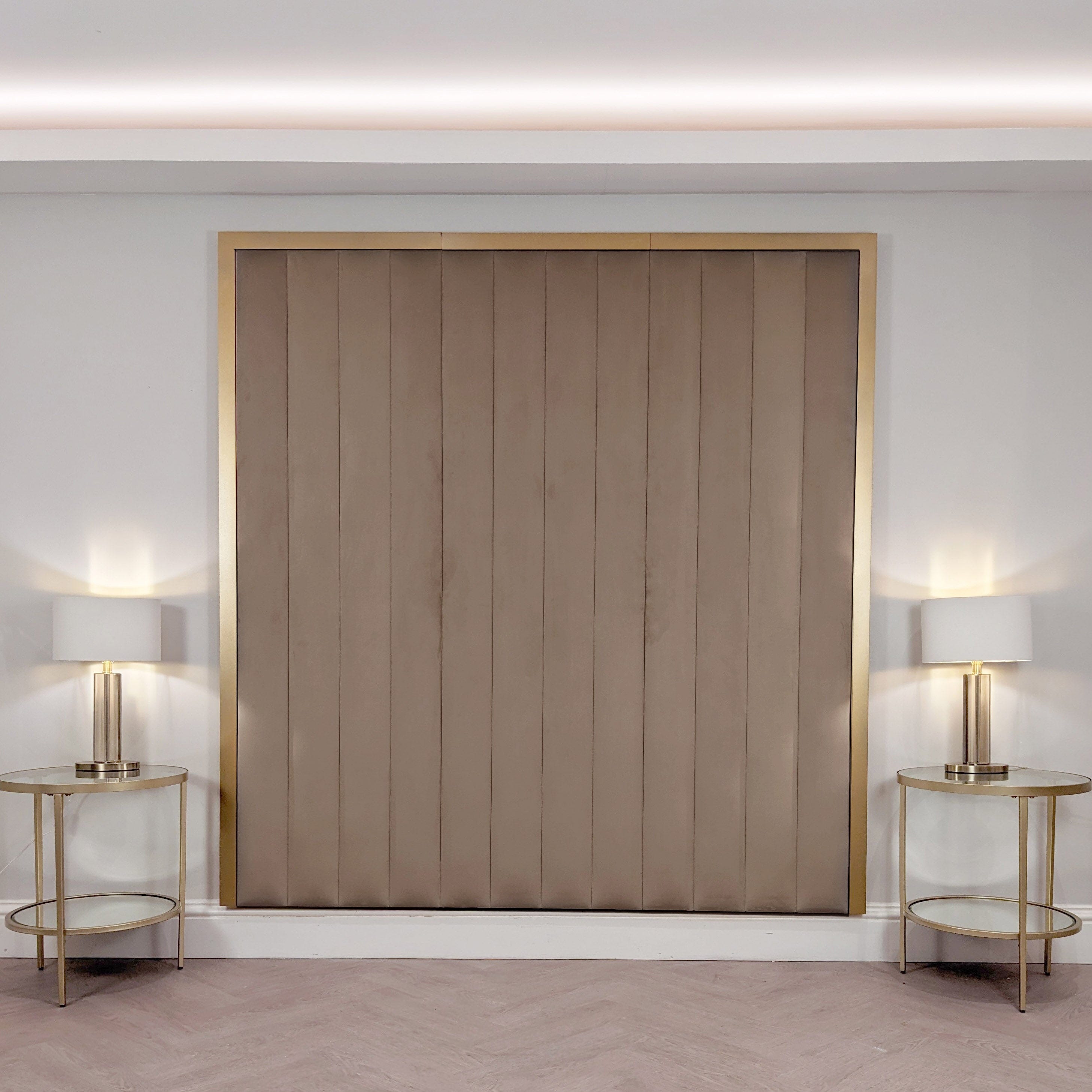 Valentina Truffle & Gold Channelled Headboard