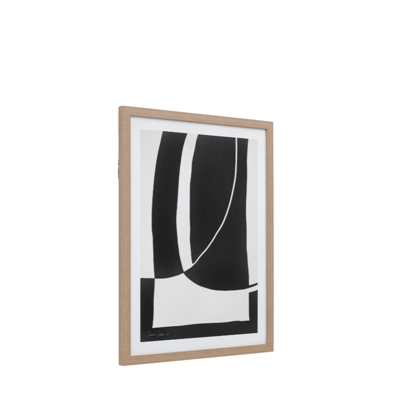 Valeria Monochrome Abstract Wall Art with Wooden Frame Accessories