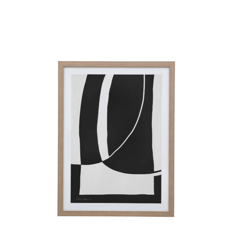 Valeria Monochrome Abstract Wall Art with Wooden Frame Accessories
