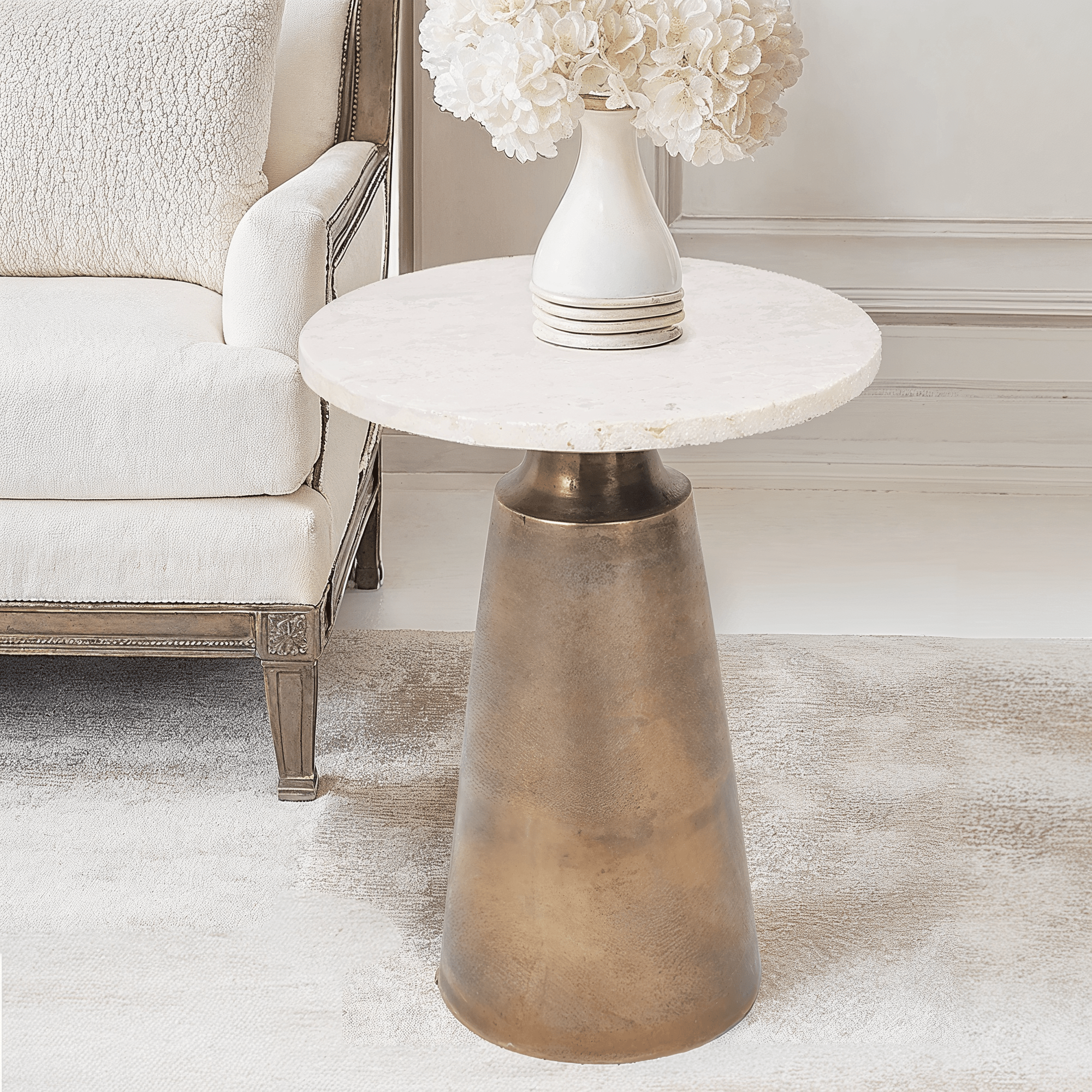 Valiona Gold & Marble Side Table Furniture