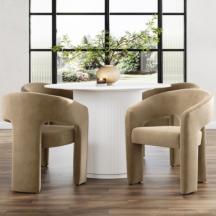 Valross Curved Back Taupe Velvet Accent Chair – Rowen Homes