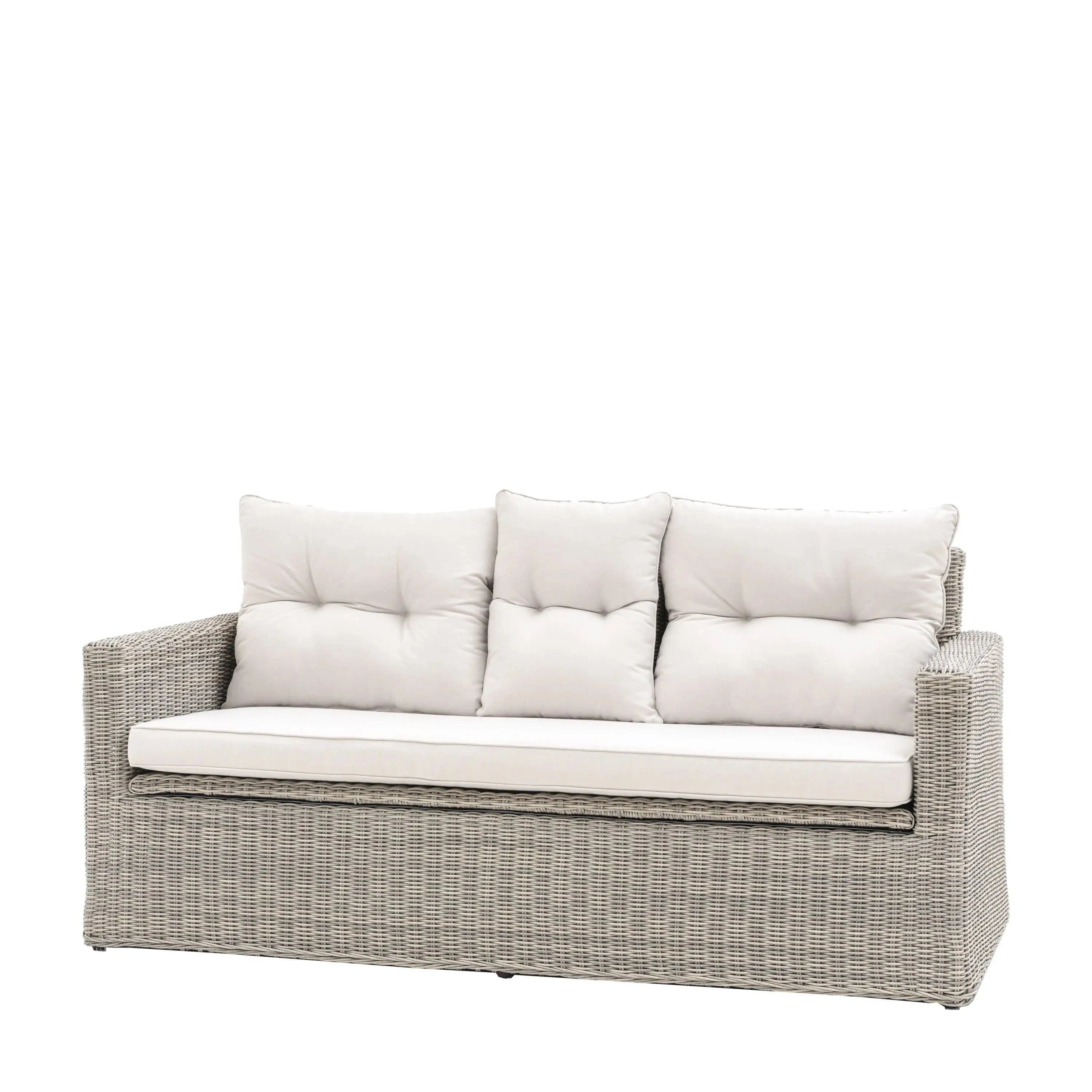 Vazzano Cream & Rattan 2 Seater Outdoor Storage Sofa Outdoor