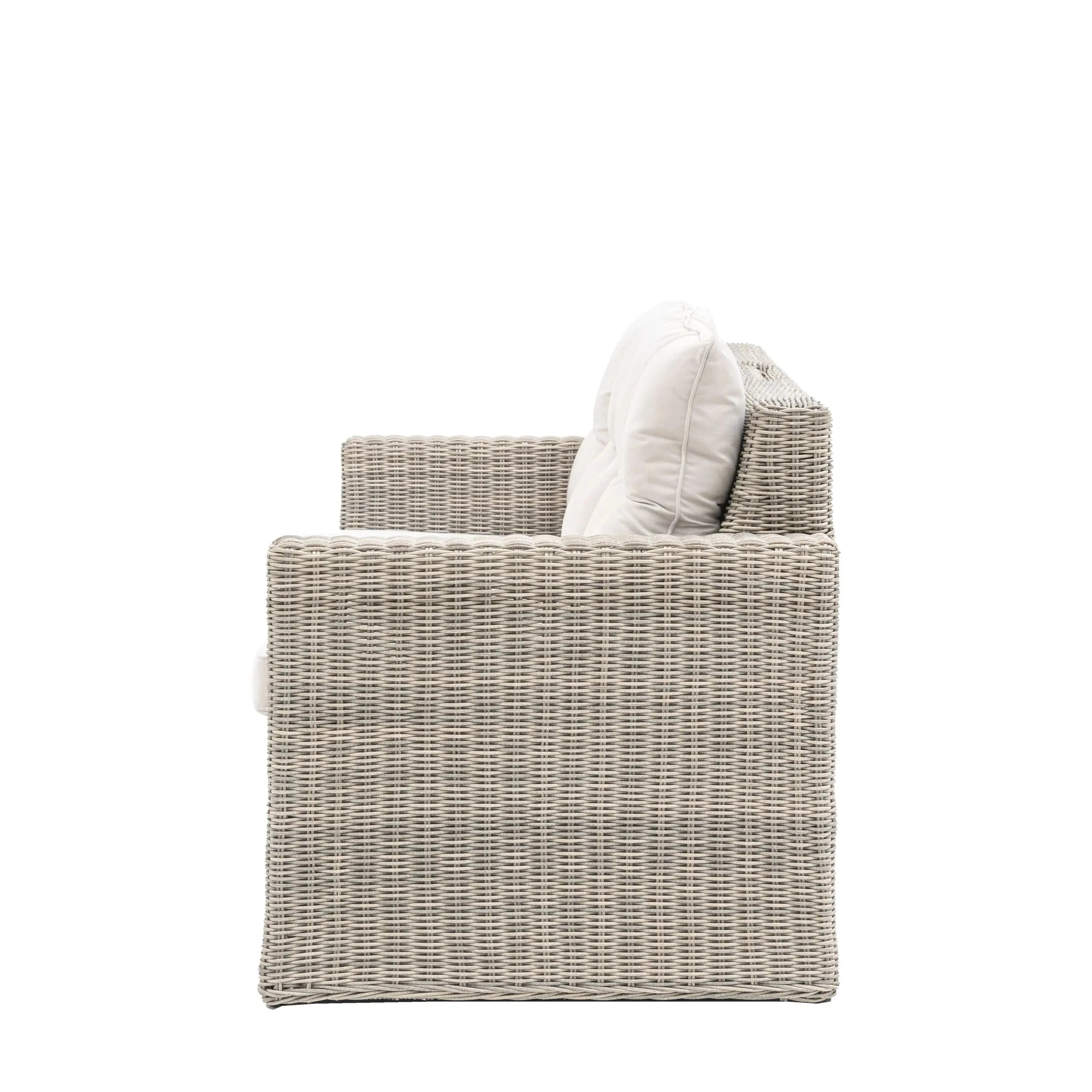 Vazzano Cream & Rattan 2 Seater Outdoor Storage Sofa Outdoor