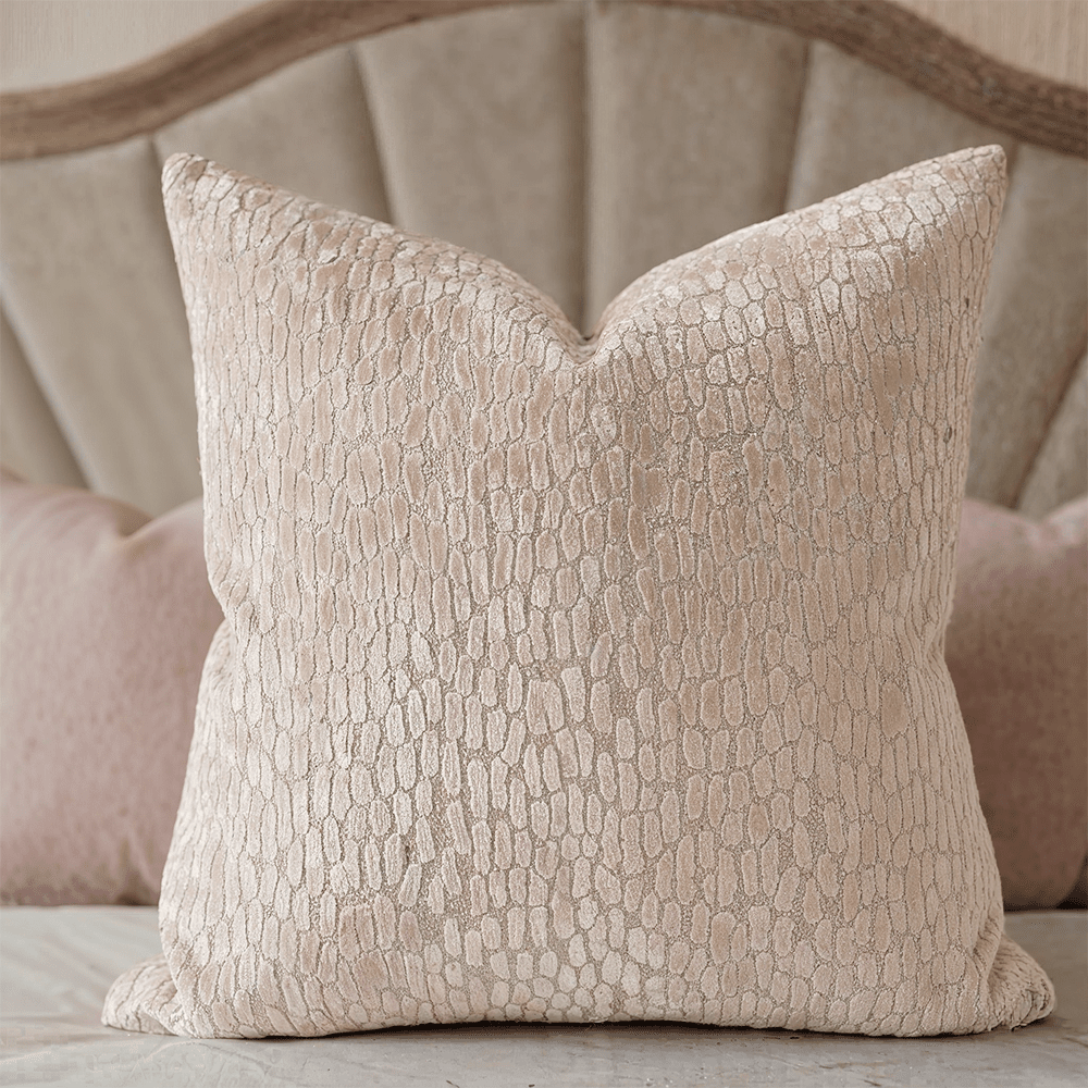 Verona Baby Pink Metallic Textured Cushion - 43x43cm Textiles
