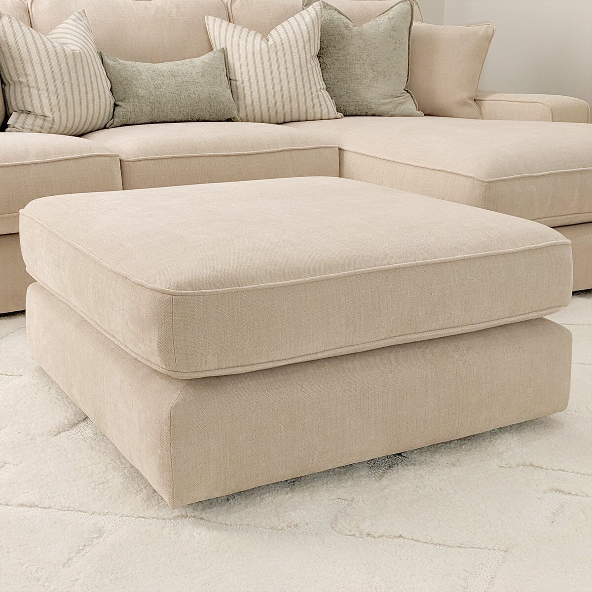 Victoria Beige Textured Footstool Sofa