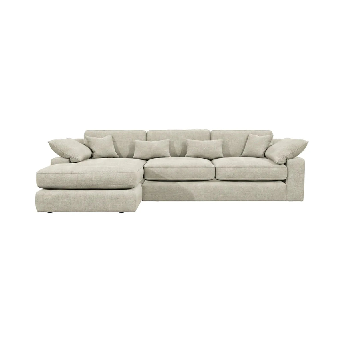 Victoria Beige Textured Large Chaise End Sofa - Left Hand Facing Sofa Standard Back