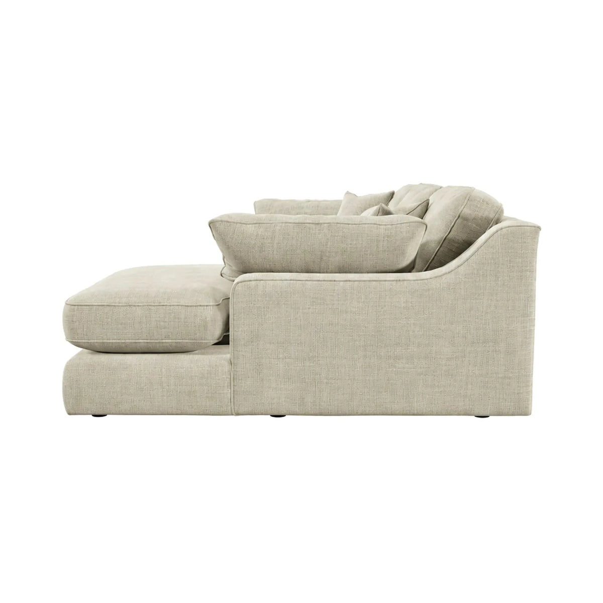 Victoria Beige Textured Large Chaise End Sofa - Right Hand Facing Sofa