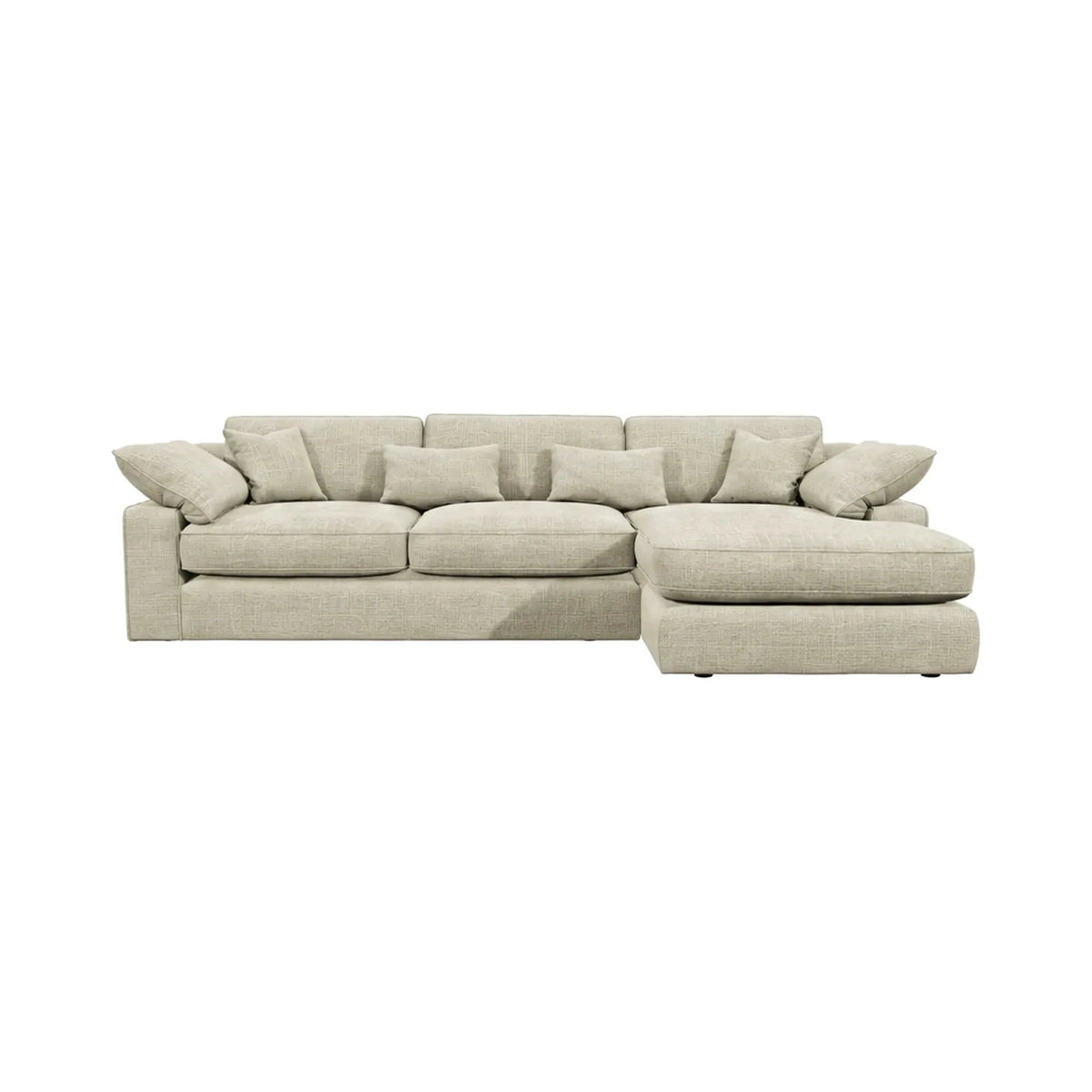 Victoria Beige Textured Large Chaise End Sofa - Right Hand Facing Sofa Standard Back