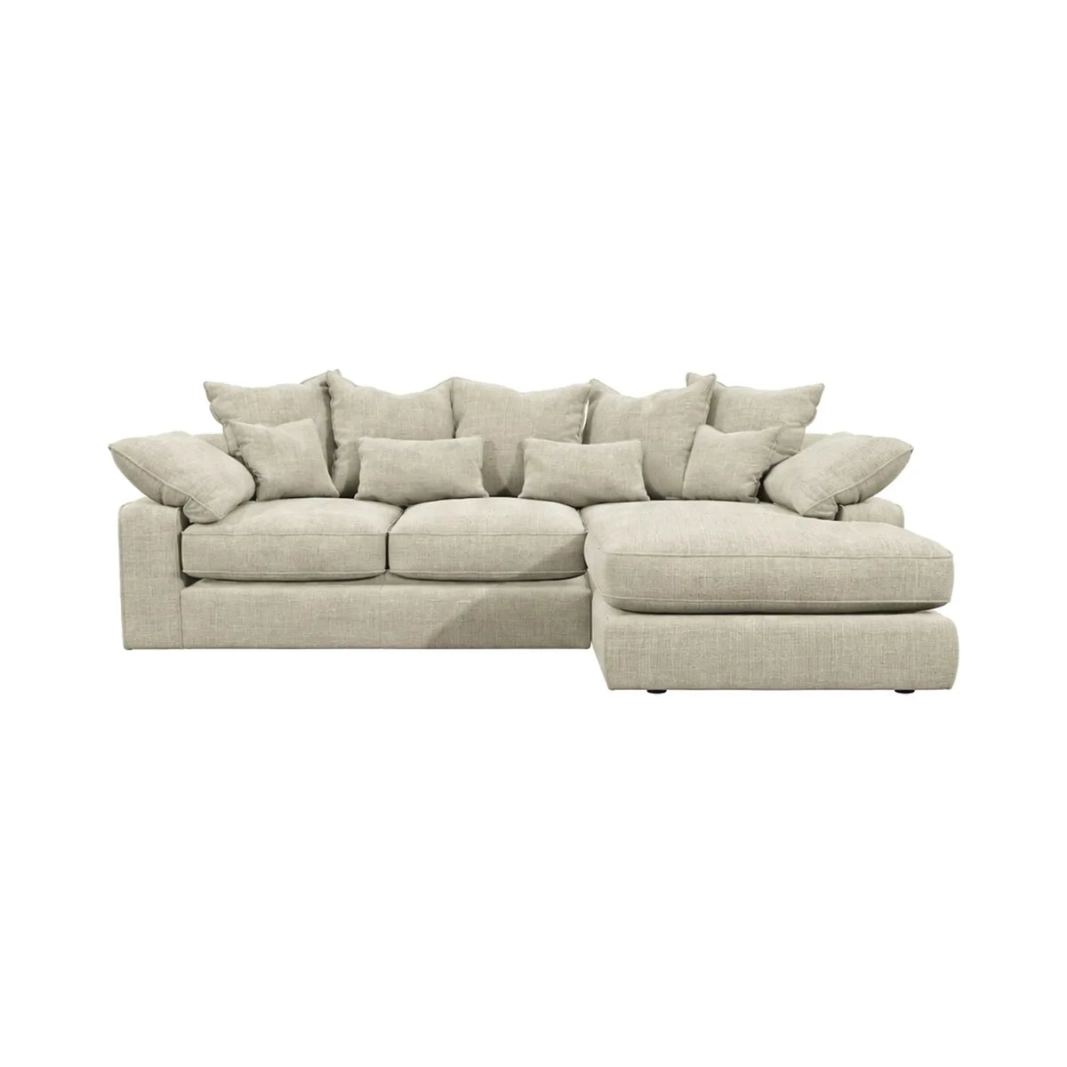 Victoria Beige Textured Medium Chaise End Sofa - Right Hand Facing Sofa Pillow Back