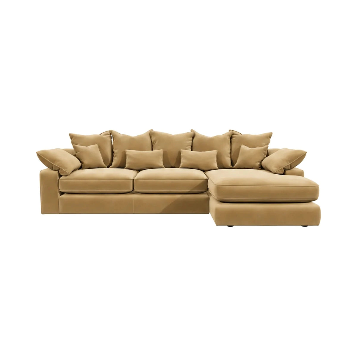 Victoria Caramel Velvet Large Chaise End Sofa - Right Hand Facing Sofa Pillow Back