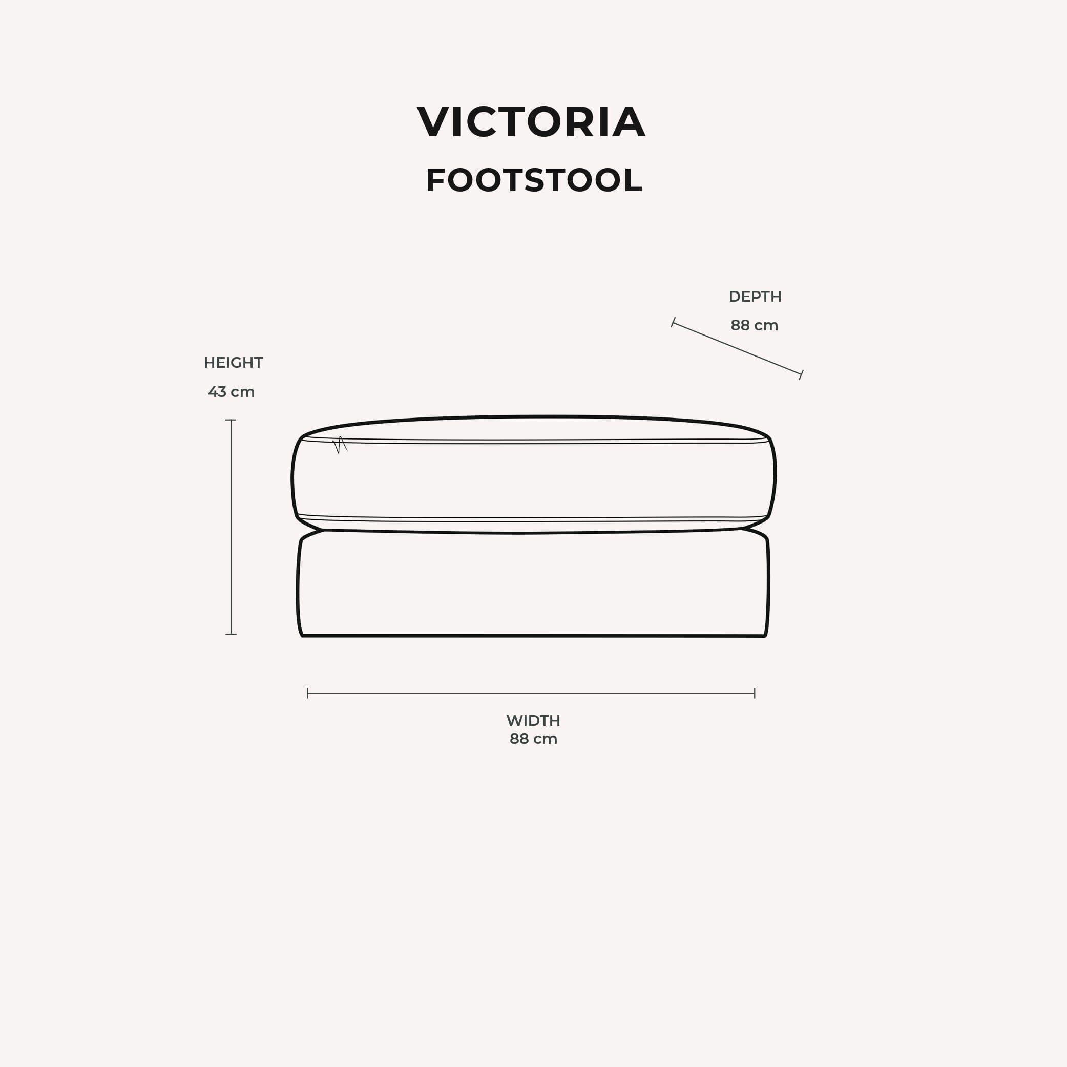 Victoria Silver Velvet Footstool dimensions