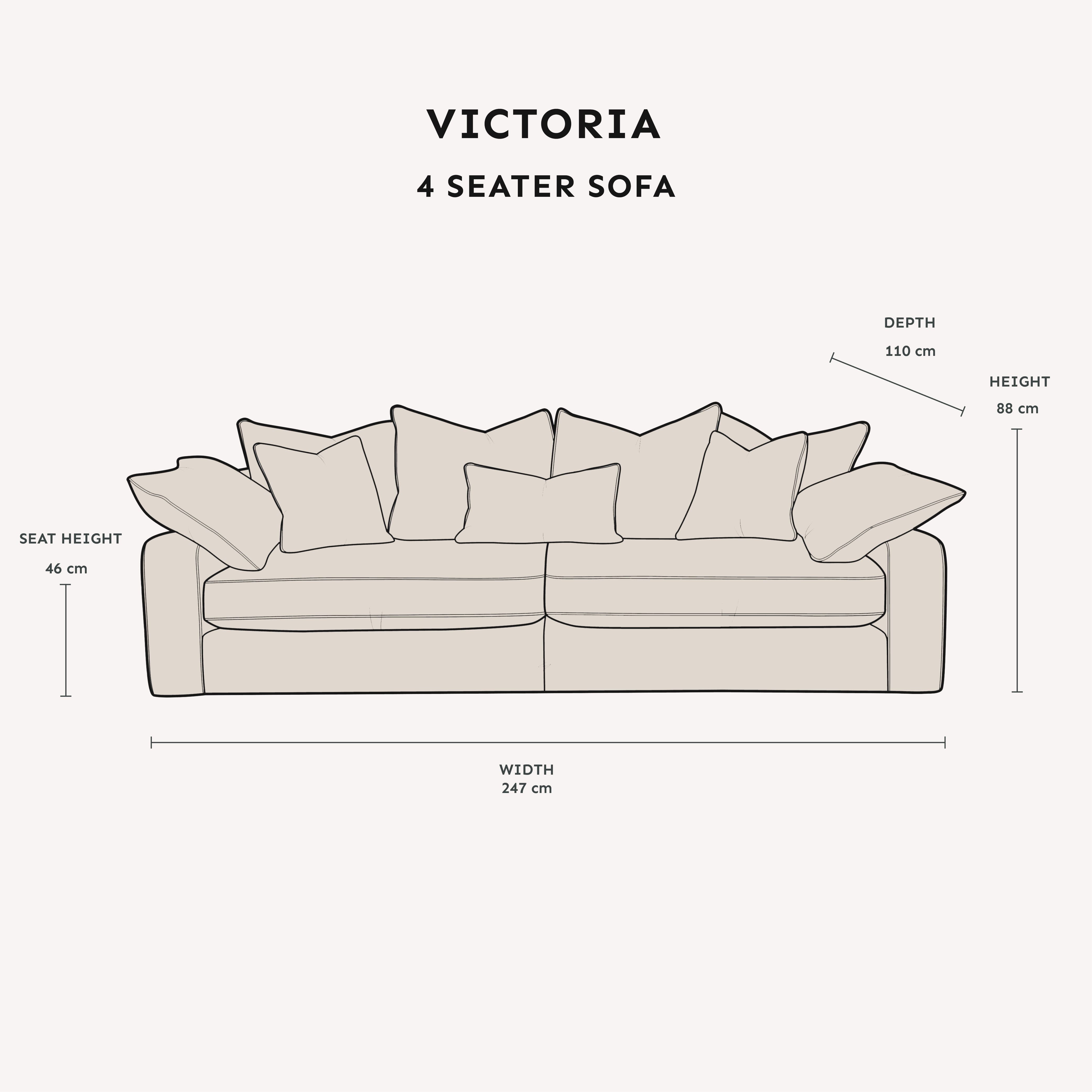 Victoria Cream Velvet Pillow Back Sofa Range MTO Sofa