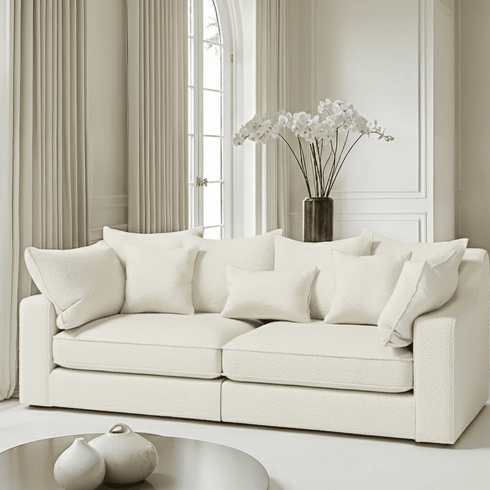 Victoria Ecru Boucle 4 Seater Sofa