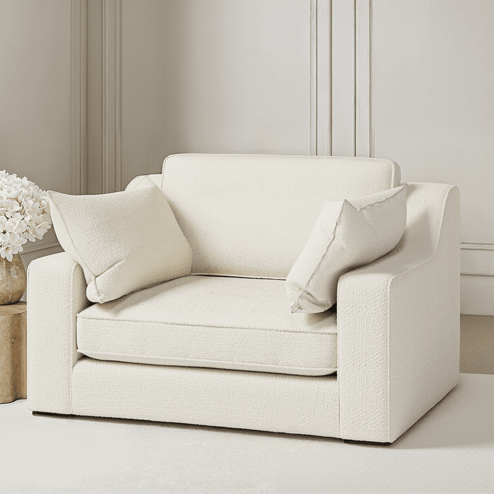 Victoria Ecru Boucle Love Seat Sofa