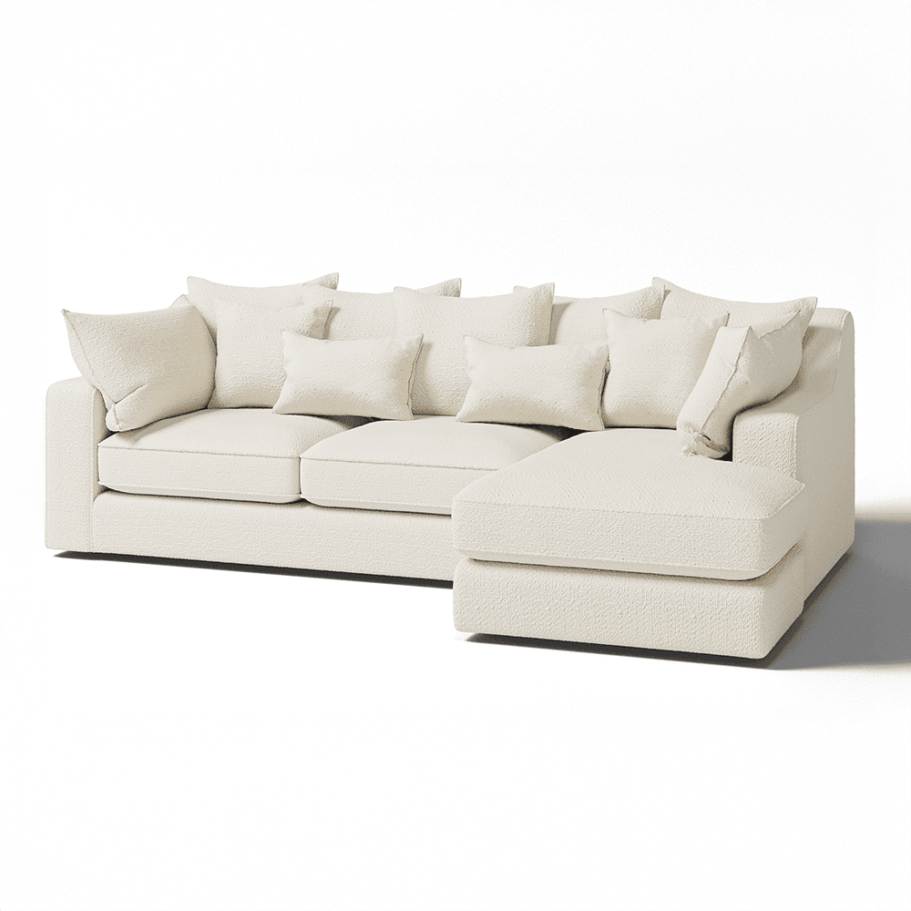 Victoria Ecru Boucle Medium Right Hand Facing Pillow Back Corner Sofa Sofa