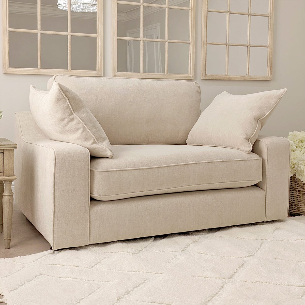 Victoria Luxury Beige Textured Sofa Range Sofa Love Seat Pillow Back